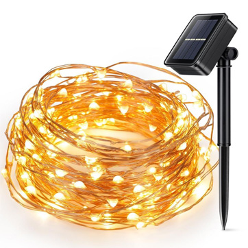 solar power copper wire string light