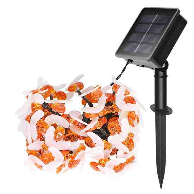 Utomhus Solar Bee Lights String Garden Juldekorationer